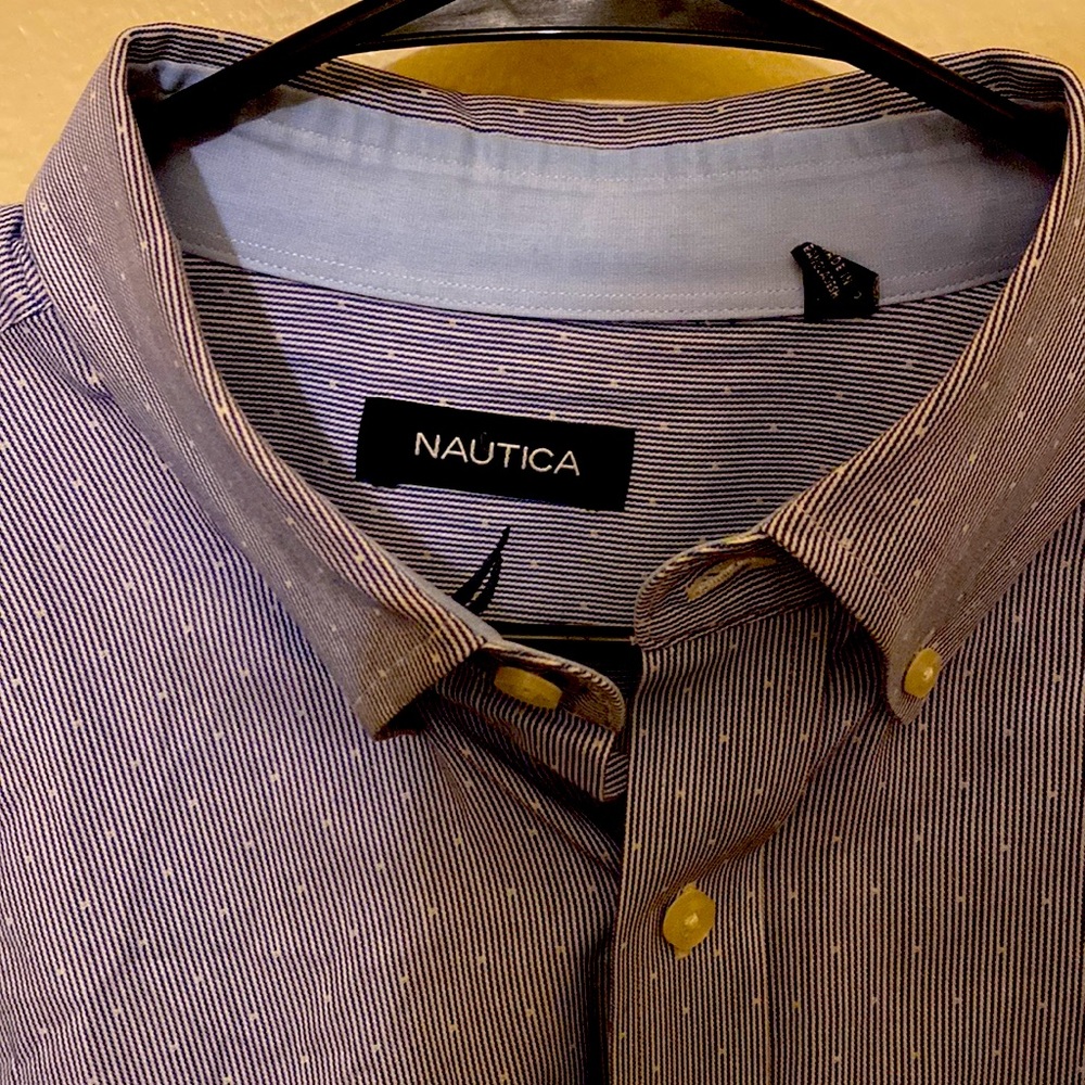 Nautica pin stripe dress shirt. 17.5 neck